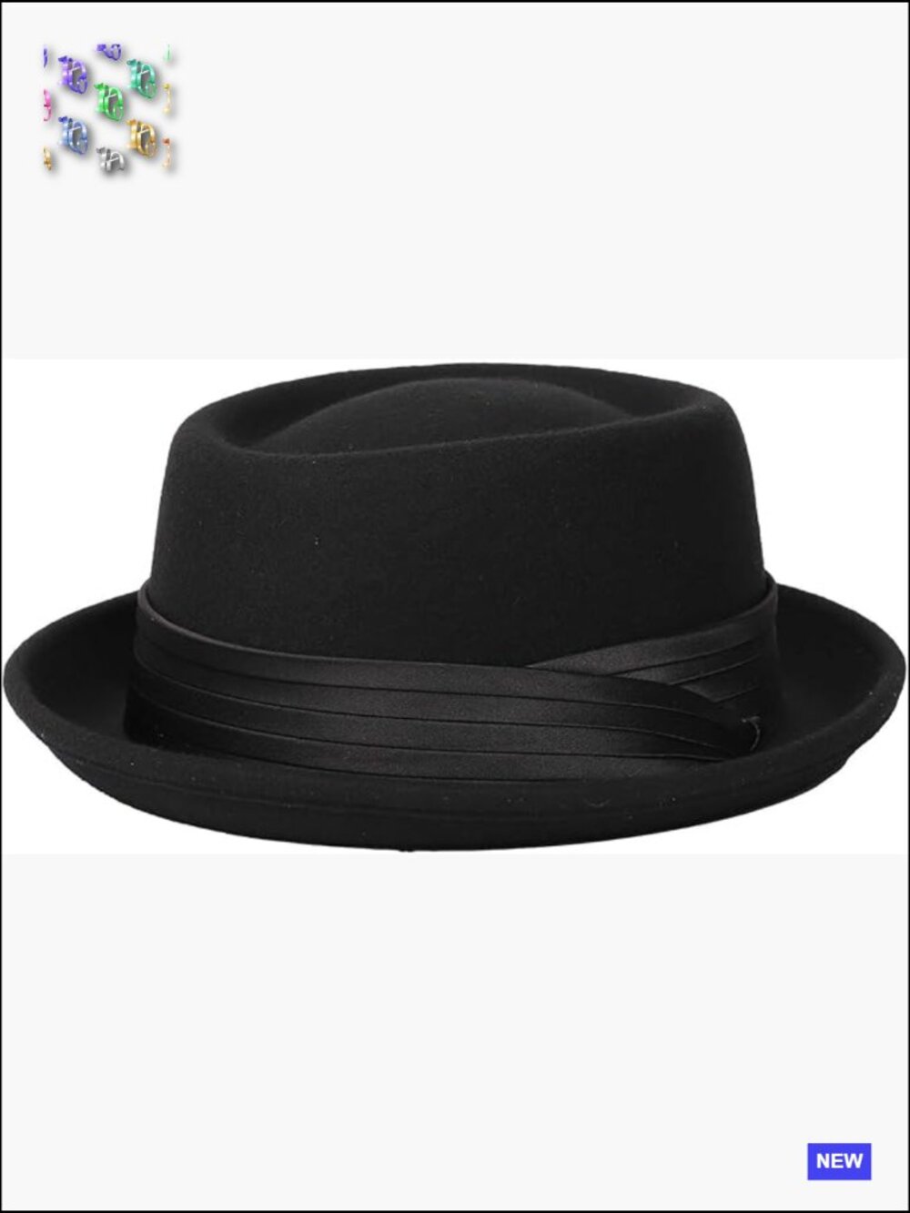 Wool Felt Pork Pie Hat Vintage Fedora Wide Brim Classic Teardrop Crown